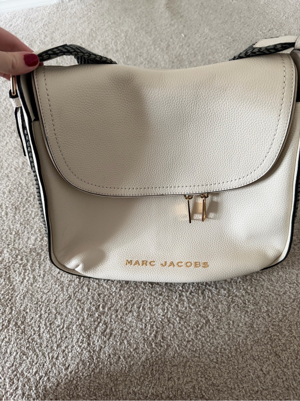 Marc Jacobs Cream Pebbled Leather Crossbody with Gold Hardware